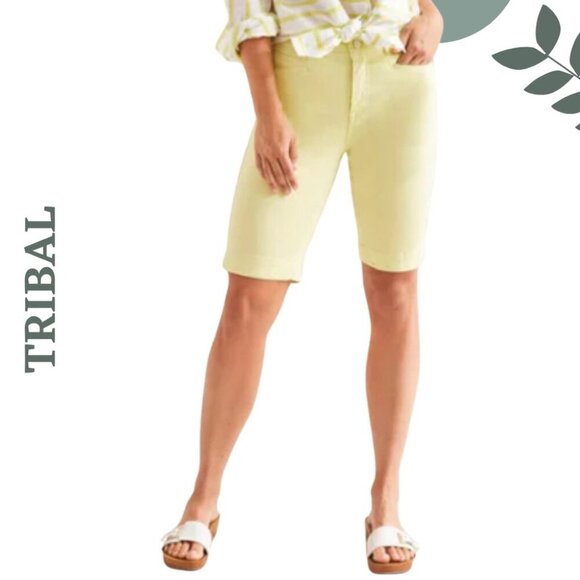 Tribal Denim Bermuda Shorts | Wild Lime| Stretch Comfort | Size 14 - Picture 1 of 7